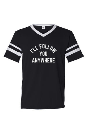 I'll Follow You Retro V-Neck Striped Jersey