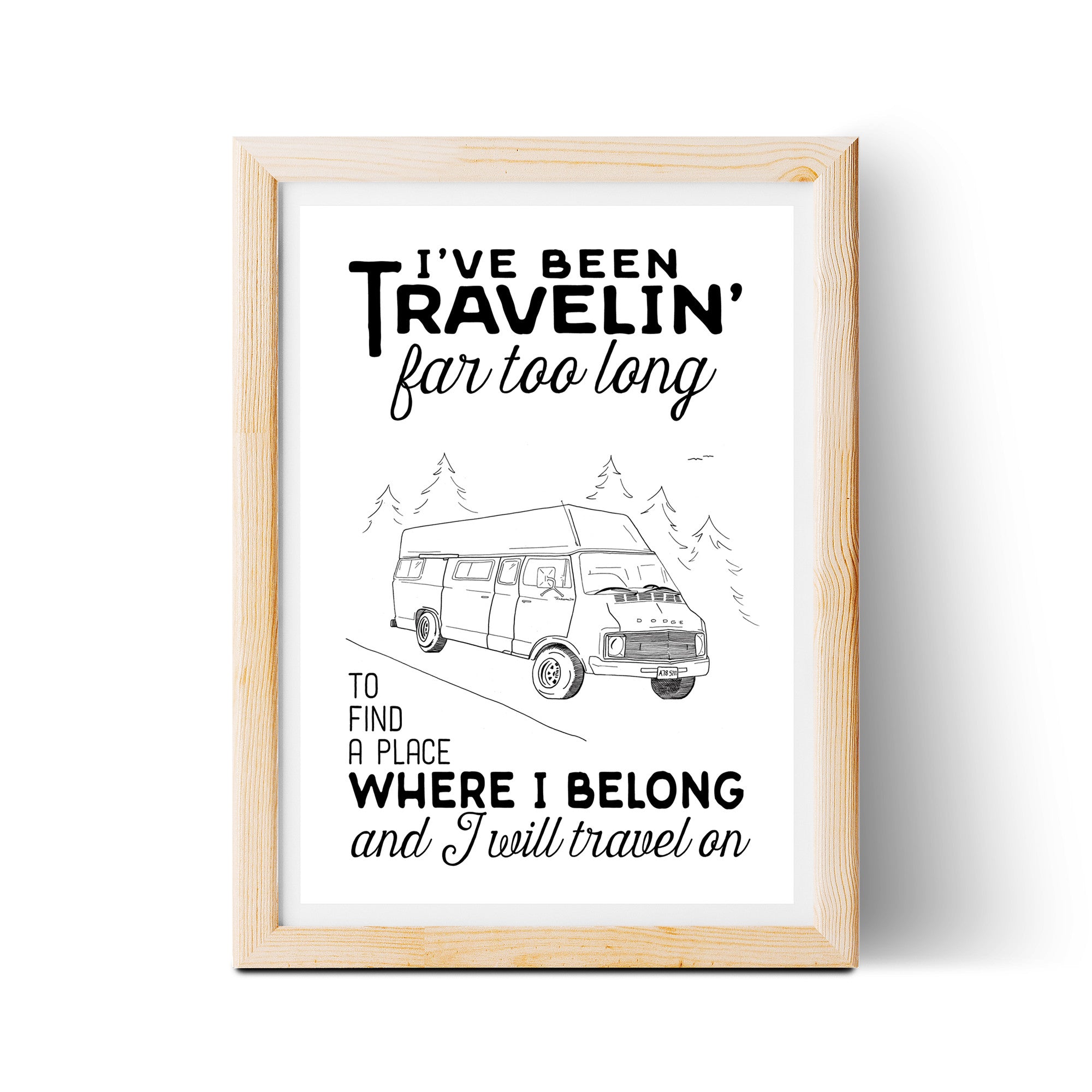 Travelin' Song 8x10 Lyric Print